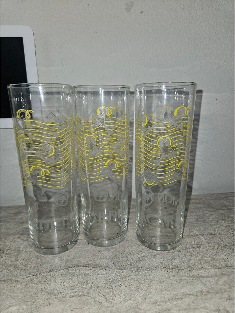 Set of 3 vintage bacardi glasses